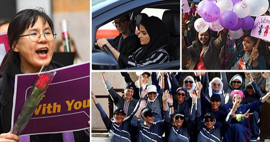 صور..النص الحلو من العالم × أسبوع..مارس شهر المرأة..نساء العالم يحتفلن بيومهن العالمى.. ماراثون نسائى بالموصل وجدة.. سيدات السعودية فى سنة أولى "سواقة".. كرنفالات مبهجة فى الصين والمكسيك..وعروض أزياء تشعل باريس