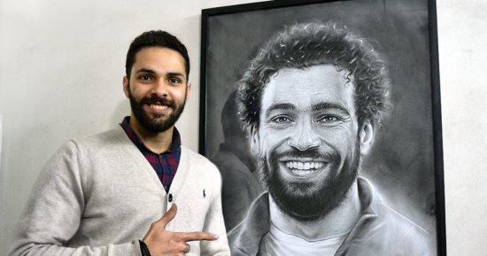 قارئ يشارك ببورتريه لـ "محمد صلاح" ويتمنى وصول لوحته للاعب
