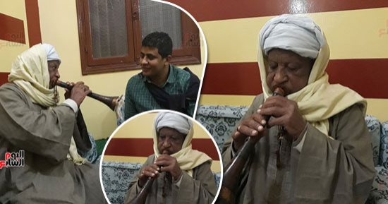 قناوى بخيت 84 عاما أقدم زمار فى الصعيد: لقبونى بالأخطبوط لإتقانى فن الزمارة.. تعلمت الشغلانة وعندى 12 سنة وراثة عن أبويا وجدى وهى بتحب اللى بيعشقها.. عبدالرحمن الأبنودى كان صديقى وغنينا سوا السيرة الهلالية..صور