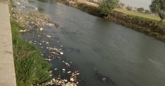 انتشار القمامة والحشائش والمخلفات ببحر فاقوس فى الشرقية