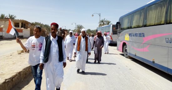 صور .. مطروح توفر أتوبيسات لنقل الناخبين من واحة معزولة فى الصحراء للتصويت بسيوة