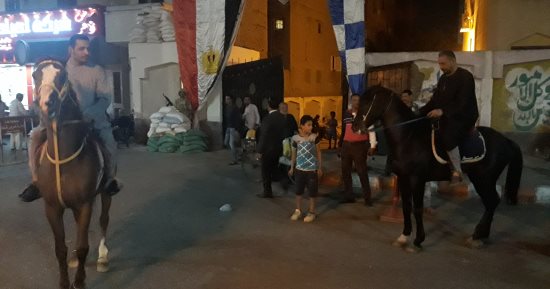 صور.. الصعايدة يرقصون بالخيول أمام اللجان الانتخابية بقنا