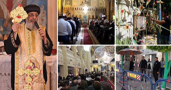 صور.. المحافظات تحتفل بأحد السعف.. الكنيسة المرقسية بالإسكندرية تقيم القداس فى الذكرى الأولى لضحايا التفجير.. وتشديدات أمنية فى بورسعيد وأسيوط.. وأسقف طنطا أمام أسر 30 شهيدا: عيدنا اليوم عيدين