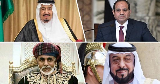 الملوك والأمراء العرب يهنئون السيسى بفوزه فى الانتخابات الرئاسية..السعودية والكويت والإمارات وعمان والجزائر فى مقدمة المهنئين..يشيدون بجهود الرئيس بمجالات التنمية ومكافحة الإرهاب.. ويتمنون له التوفيق