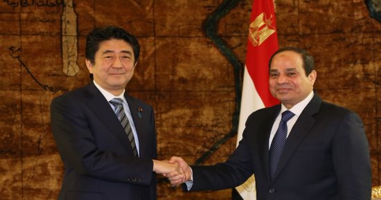 رئيس وزراء اليابان يرسل برقية تهنئة للرئيس السيسي لفوزه فى الانتخابات