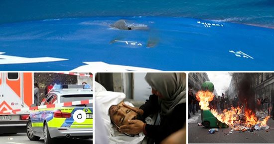 صور.. العالم هذا المساء.. جرحى فى تصادم قطارين بألمانيا.. اشتباكات عنيفة بين الشرطة الفرنسية ومحتجين.. استشهاد فلسطينى برصاص الاحتلال فى غزة.. التحالف العربى يحبط هجوما لميليشيا الحوثى على ناقلة نفط سعودية