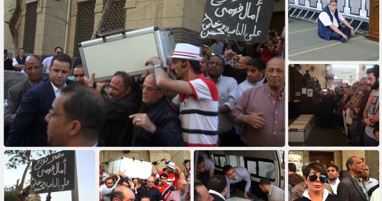 نجوى إبراهيم ومحمود سعد فى جنازة الإعلامية الكبيرة آمال فهمى