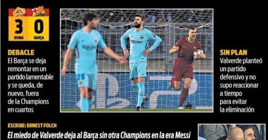 خروج برشلونة من دورى أبطال أوروبا يصيب الصحافة الإسبانية بالصدمة.. صور