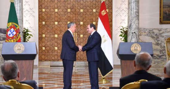 السيسي: اتفقت مع الرئيس البرتغالى على زيادة التبادل التجارى بين البلدين - صور