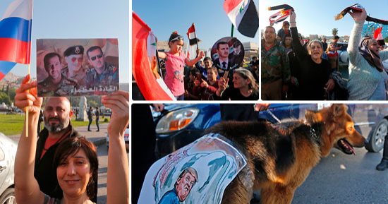 صور وفيديو.. الشعب السورى يتحدى الغارات برفع صورة بشار والعلم فى الشوارع.. مغردون على مواقع التواصل الإجتماعى: خضنا حربا مع 3 دول أثناء نومكم وخلصت.. وتيريزا ماى تتلعثم فى الرد على أسئلة الصحفيين 