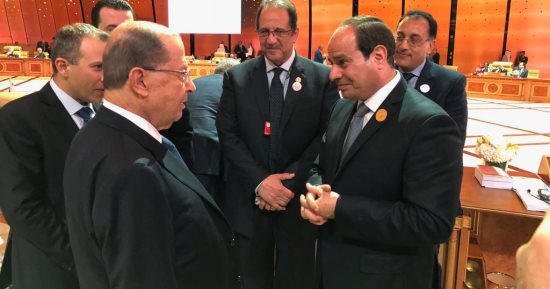 السيسى لرئيس لبنان: التحديات غير المسبوقة أمام العرب تستدعى تكثيف التشاور  