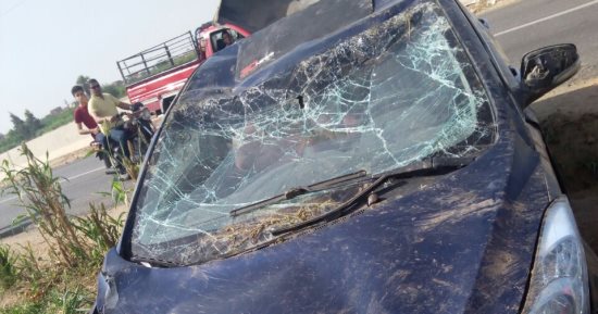 صور.. إصابة خبير أدلة جنائية بالشرقية ونجله فى حادث تصادم بالتل الكبير