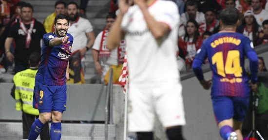 فيديو.. سواريز يعزز تقدم برشلونة بالهدف الثالث فى إشبيلية بنهائى الكأس
