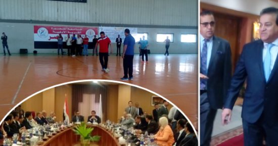 صور.. وزير التعليم العالى: البرلمان يناقش موازنة الجامعات ولدينا أزمة بالمستشفيات.. ويؤكد: جامعة المنصورة أكبر من أى محاولة تشويه وتشكل وجدان الشباب وحجر صد ضد الإرهاب.. وفريق الوزير يفوز فى اليوم الرياضى