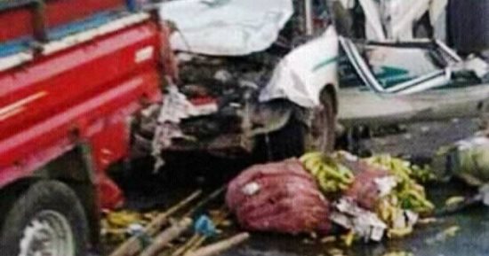 صور.. إصابة طفل وربة منزل فى حادث تصادم بالمنوفية