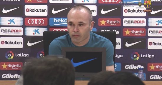 إنييستا يعلن رحيله عن برشلونة بالدموع.. فيديو وصور