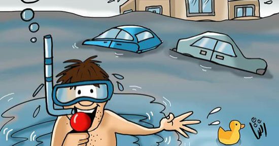 حال الدنيا.. أزمة مياه الأمطار بالتجمع فى كاريكاتير "اليوم السابع"