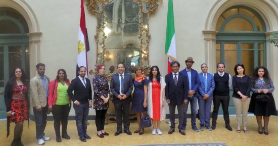  صور.. احتفالية بالفنانين المشاركين فى معرض "حوار مصرى" فى إيطاليا 