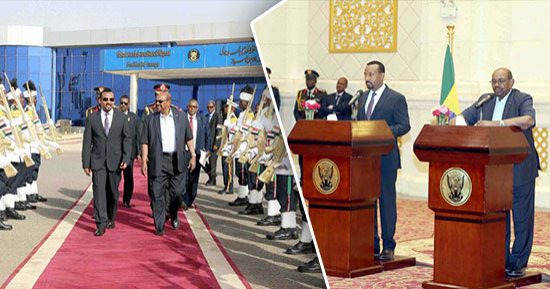 رئيس الوزراء الإثيوبى فى زيارة الوعود والطمأنينة من الخرطوم: لن تتضرر حصص مياه مصر والسودان من بناء سد النهضة.. يؤكد: نسعى لتعزيز المصالح المشتركة.. والبشير: هناك التزاما قاطعا بألا تتأثر القاهرة من المشروع