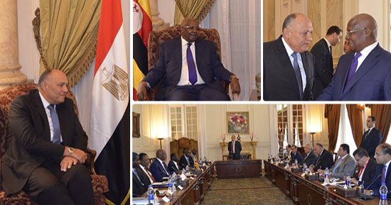 توافق مصرى أوغندى بملف المياه بإفريقيا.. شكرى: تعثر الجولة الأخيرة من اجتماع أديس أبابا حول سد النهضة.. ويؤكد: أمر السد غير قابل للتأويل السياسى.. وزير خارجية أوغندا: يجب عدم تأذى أى دولة فى حصتها من مياه النيل