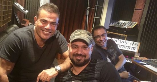الهضبة ينشر صورة مع طارق مدكور وخالد تاج الدين أثناء تسجيل ألبومه الجديد
