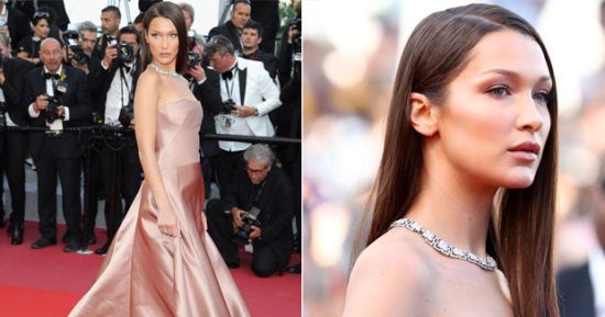 صور.. فستان بيلا حديد من "Dior" نفذ خصيصًا من أجل فعاليات مهرجان "كان"