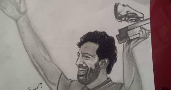 قارئ يشارك ببورتريه لـ"محمد صلاح" بعد فوزه بالحذاء الذهبى