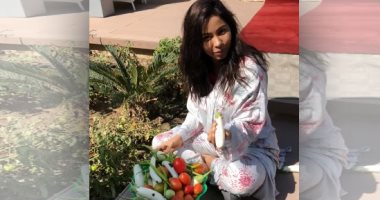 فيديو .. شيرين عبد الوهاب تجمع الخضروات وتجهز  الفطار