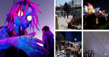 صور.. العالم هذا المساء.. 20 ألف صاعقة تتسبب فى انقطاع الكهرباء عن 1000 منزل فى بريطانيا.. سيدنى تتجمل فى أكبر مهرجان حول العالم للضوء والموسيقى.. عرض هيكل ديناصور مكتمل فى فرنسا عمره 67 مليون سنة