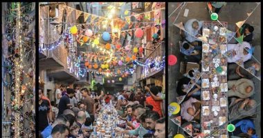 صور.. أطول مائدة لإفطار الصائمين بالمطرية وأحد الأهالى: أكبر عزومة برمضان