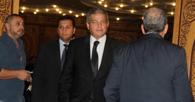 وزيرا الرياضة والتموين والمعلم ومتعب فى عزاء ابن محمد فضل - صور