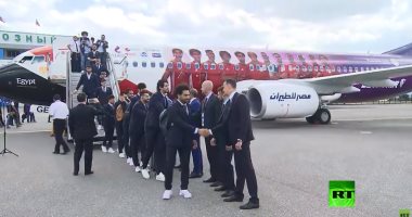 شاهد طائرة منتخب مصر فى مطار جروزنى بروسيا استعداداً للمونديال