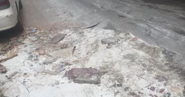 قارئة تشارك بصور لهبوط أرضى فى شارع عبد الحليم محمود بالإسكندرية