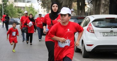 صور.. انطلاق الماراثون الرياضى "تبرع بدمك..شارك الحياة" برام الله فى فلسطين
