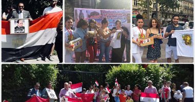 صور..أوروبا تتزين بأعلام مصر وصور السيسى فى الذكرى الخامسة لثورة 30 يونيو.. المصريون فى فرنسا ينظمون حملة للترويج للسياحة وزيارة المحروسة.. وميادين بروكسيل ولندن تتوهج باحتفالات نجاح ثورة الشعب ضد "الإخوان"