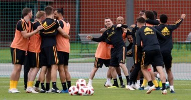  صور.. منتخب بلجيكا يجرى تدريبات مكثفة استعدادا لـ"نصف نهائى كأس العالم"