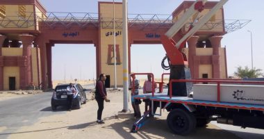 صور.. صيانة الإنارة العامة ببوابة الخارجة وأعلى منطقة النقب بالوادى الجديد