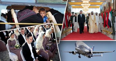 صور العالم هذا المساء.. الرئيس الصينى: دولة الإمارات نموذج مثالى للتنمية والازدهار فى العالم العربى.. حفل زفاف جماعى لـ 60 عروس فى البوسنة والهرسك.. إيرباص تختبر للمرة الأولى طائرة شحن مصممة على شكل حوت عملاق