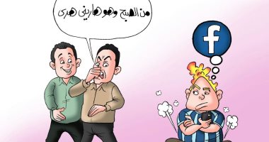 "هباد ابو هرية" يواصل بث شائعاته عبر السوشيال ميديا فى كاريكاتير اليوم السابع