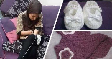 فيديو وصور.. "لو بطلنا نحلم نموت".. "صفاء" كفها الأيمن بلا أصابع واليد اليسرى غير مكتملة.. بارعة بفن الكروشيه وتستخدم الإبرة بمهارة.. تصنع المفارش والفساتين بحرفية عالية.. وتؤكد: نفسى فى مشروع ومعرض لمنتجاتى