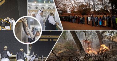 صور.. العالم هذا الصباح.. السعودية ترفع كسوة الكعبة المشرفة استعدادا لموسم الحج.. انطلاق سباق الانتخابات الرئاسية فى زيمبابوى.. النيران تلتهم المنازل فى أمريكا وتحرق أهالى كاليفورنيا.. وتحطم طائرة فى البرازيل