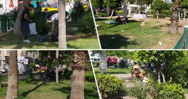 صور.. "حدائق الميادين" فسحة الغلابة فى صيف الإسكندرية.. ترمس شاى وأكلة رنجة على حصيرة بالدنيا.. أحد الزائرين: الفرحة هى لمة الأسرة وليس المكان وتذكرة المنتزهات غالية.. وجدة: من زمان بنيجى هنا وكبرنا على كدا