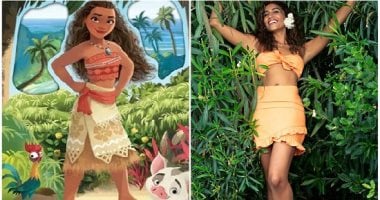 على طريقة فيلم الكرتون Moana.. دينا الشربينى تتألق وسط الزرع والخضرة