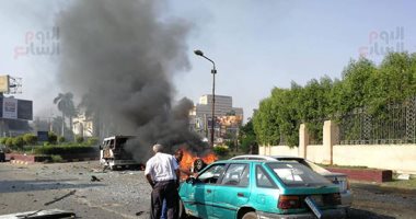 توقف الحركة بكوبرى أكتوبر إثر انفجار سيارة ملاكى بمطلع الدقى