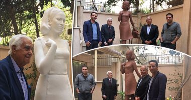 10 صور تحكى أمنية الدكتور محمد عبد الوهاب أرمل فاتن حمامة التى لم تحقق قبل رحيله.. الصور توضح مراحل عمل تمثال لسيدة الشاشة بحضور آدم حنين وإيهاب اللبان ووزير التنمية الأسبق.. وعصام درويش ينتهى من تصميمه