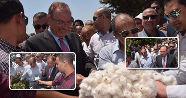 صور.. وزير الزراعة يفتتح موسم جنى القطن بالمحافظات.. أبو ستيت: 336 ألف فدان قطن بمصر والفيوم الأعلى بالصعيد.. ويؤكد: هناك منظومة جديدة لتوزيع الأسمدة ستحقق العدالة..والمزارعون يشكون انسداد مواسير الرى