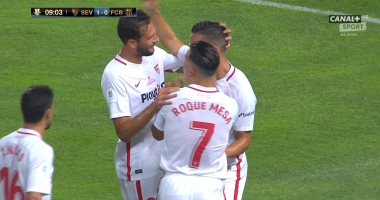 تقنية الفيديو تمنح إشبيلية الهدف الأول أمام برشلونة بالسوبر الإسباني