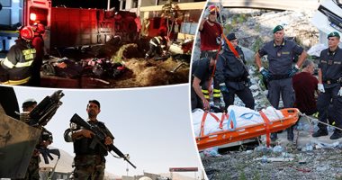 صور.. العالم هذا المساء.. 35 قتيلا فى انهيار جسر جنوة بإيطاليا.. مصرع 24 شخصا فى حادث بالإكوادور.. اعتقال سائق بعد اصطدام سيارته بحاجز أمام البرلمان البريطانى.. و الجيش الأفغانى ينتشر فى مدينة غزنة