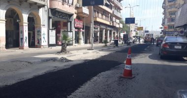 بدء رصف شارع محمد على ببورسعيد بعد انتهاء أعمال تركيب شبكة مياة الشرب 