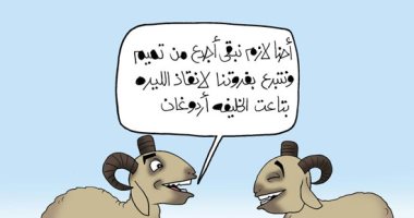 الخرفان يتبرعون بالفرو لحل أزمة انهيار الليرة التركية فى كاريكاتير اليوم السابع